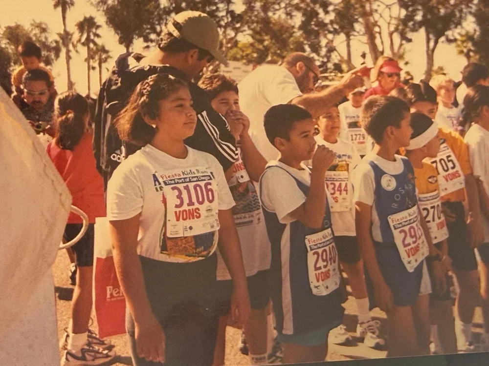 A young Leslie at the start of the Fiesta Kids Run in San Diego