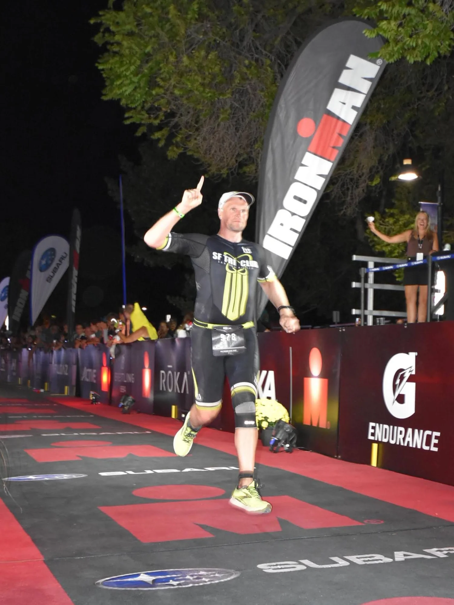 Mike finishing an Ironman race