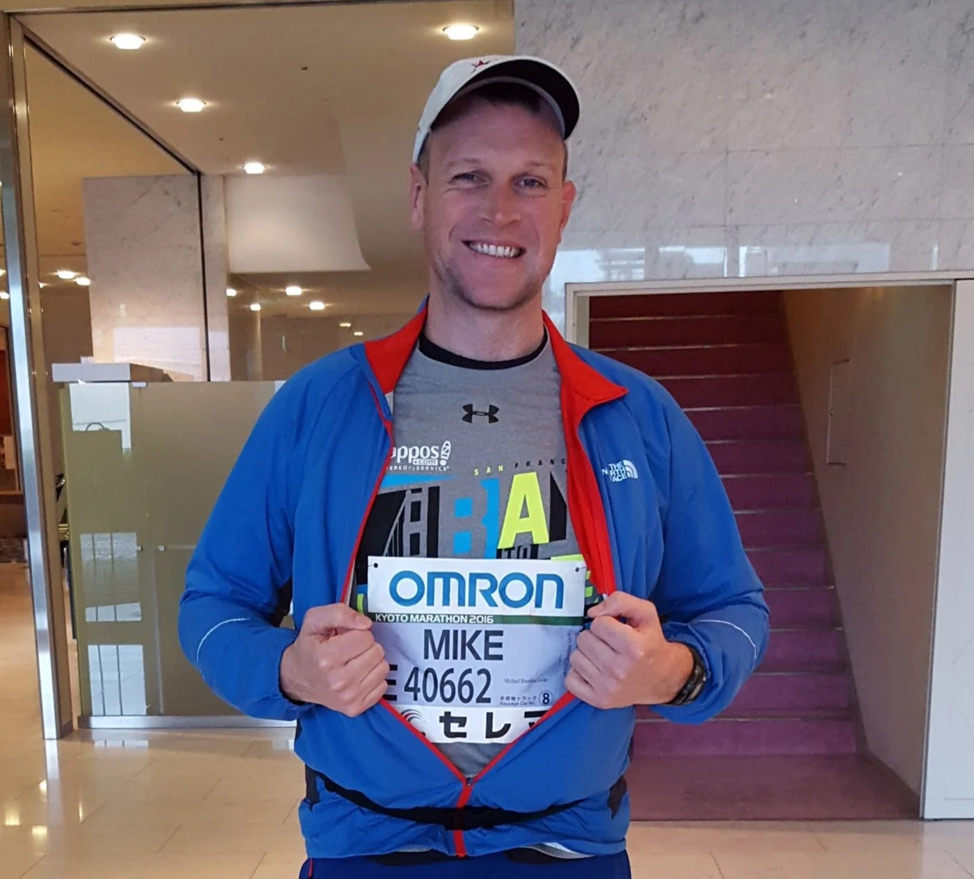 Mike with his Kyoto Marathon bib
