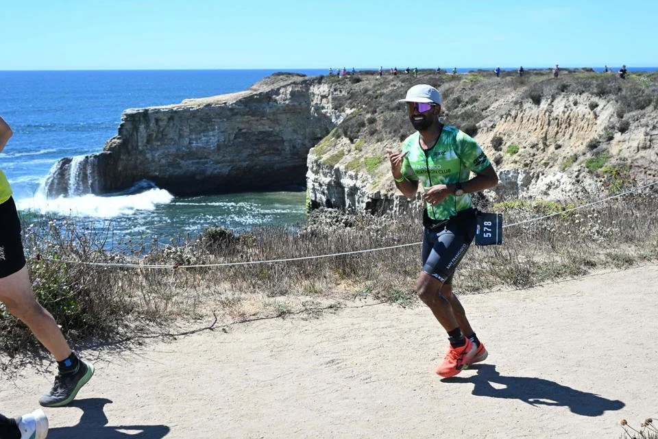 Rocky running at IM 70.3 Santa Cruz